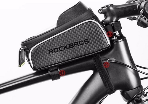 Велосумка на раму Rockbros с держателем для телефона до 6,8" (черная)