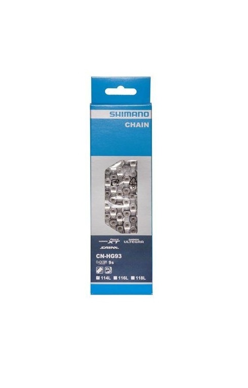 Цепь для велосипеда Shimano Deore XT HG-93, 9 скоростей Цепь для велосипеда Shimano SAINT/XT/ULTEGRA HG-93, 9 скоростей
