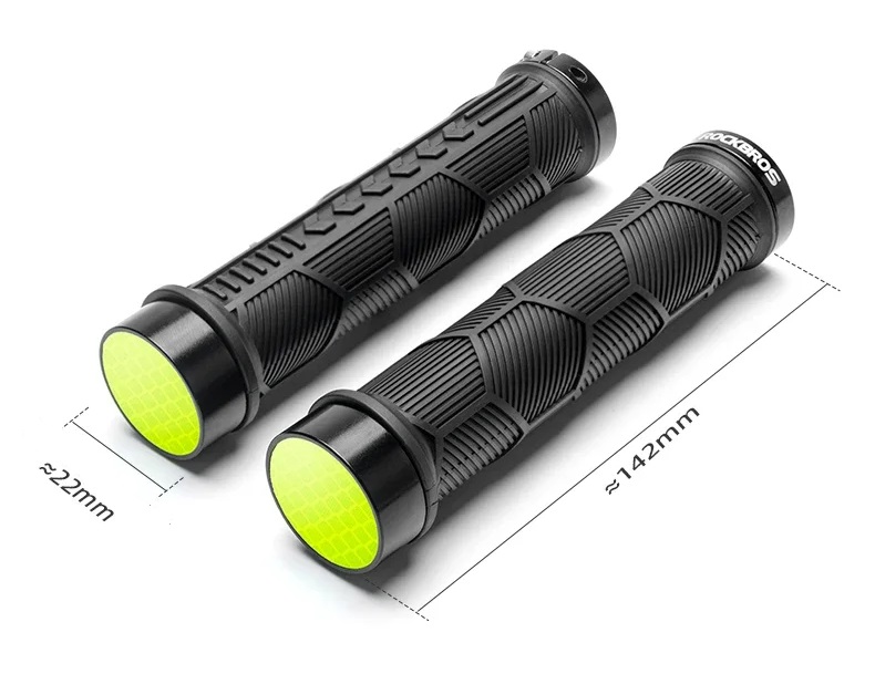 Грипсы на руль Rockbros "резина", 130 mm., световозвращающие заглушки